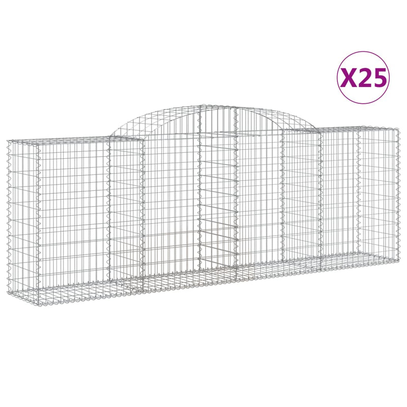 vidaXL 25 db íves horganyzott vas gabion kosár 300 x 50 x 100/120 cm