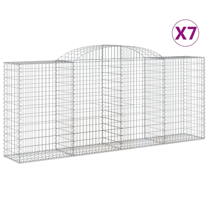 vidaXL 7 db íves horganyzott vas gabion kosár 300x50x120/140 cm
