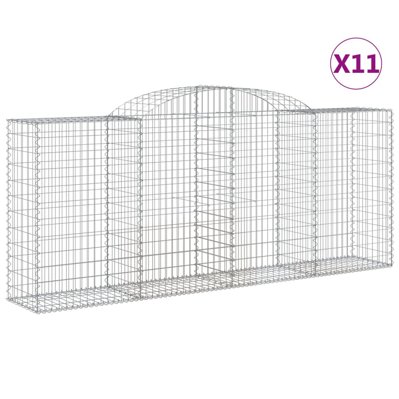 vidaXL 11 db íves horganyzott vas gabion kosár 300x50x120/140 cm