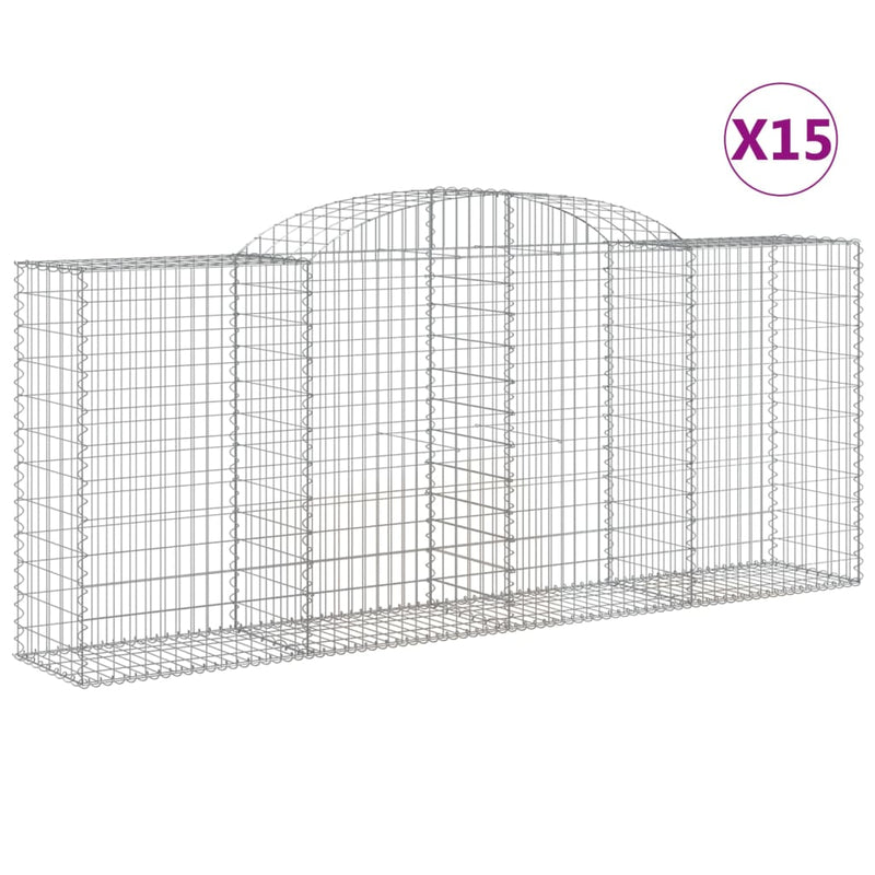 vidaXL 15 db íves horganyzott vas gabion kosár 300x50x120/140 cm