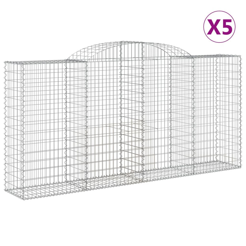 vidaXL 5 db íves horganyzott vas gabion kosár 300x50x140/160 cm