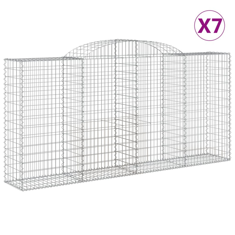 vidaXL 7 db íves horganyzott vas gabion kosár 300x50x140/160 cm