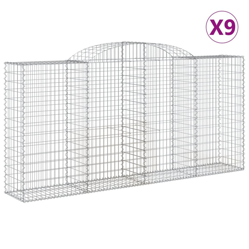vidaXL 9 db íves horganyzott vas gabion kosár 300x50x140/160 cm