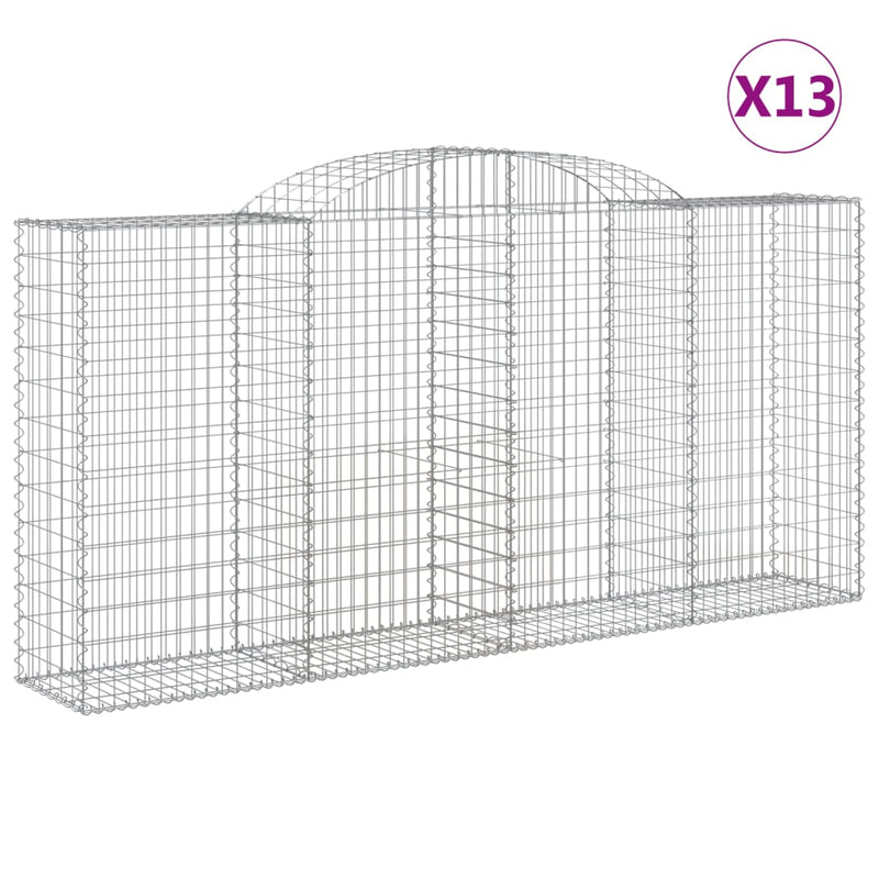 vidaXL 13 db íves horganyzott vas gabion kosár 300x50x140/160 cm
