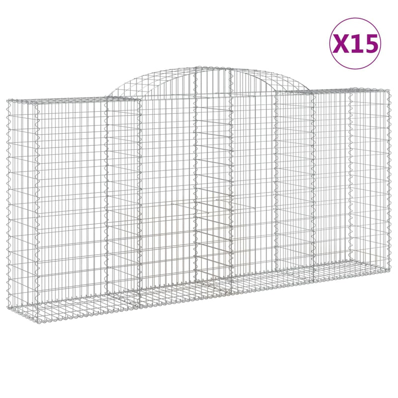 vidaXL 15 db íves horganyzott vas gabion kosár 300x50x140/160 cm