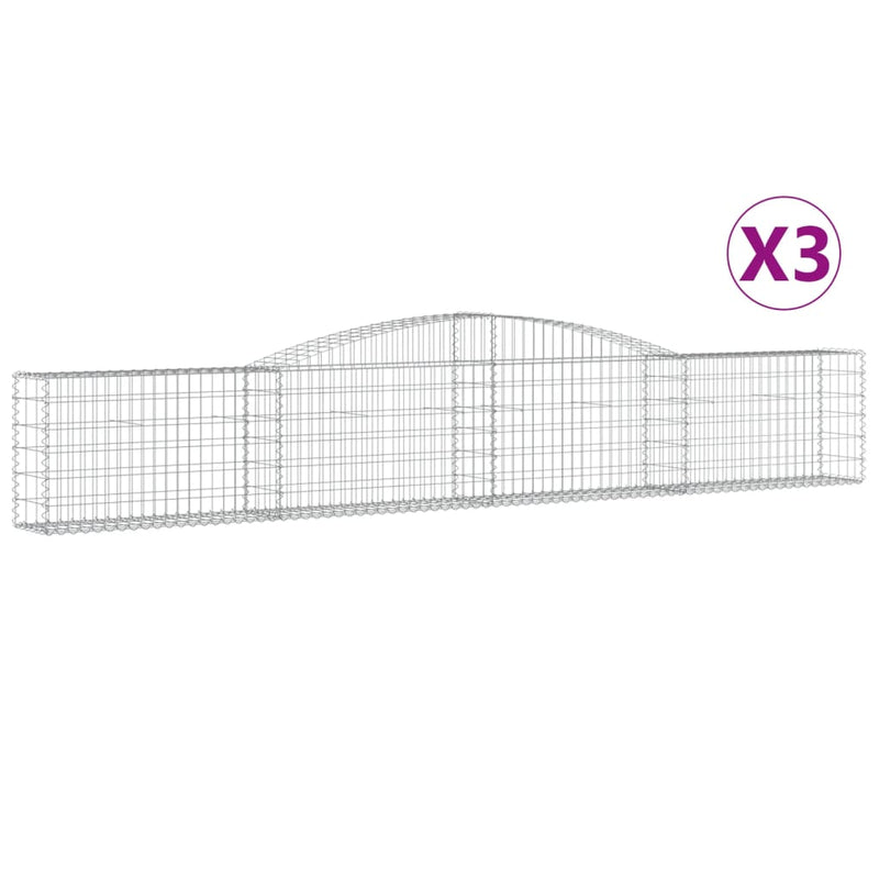 vidaXL 3 db íves horganyzott vas gabion kosár 400x30x60/80 cm