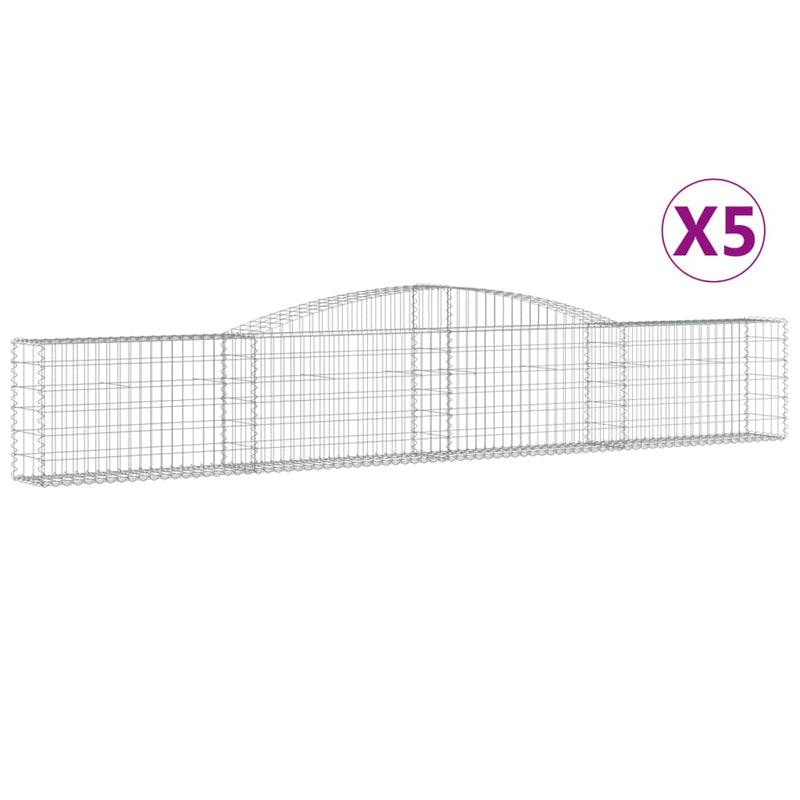 vidaXL 5 db íves horganyzott vas gabion kosár 400x30x60/80 cm