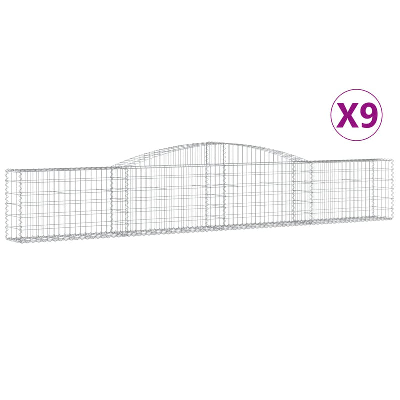 vidaXL 9 db íves horganyzott vas gabion kosár 400x30x60/80 cm