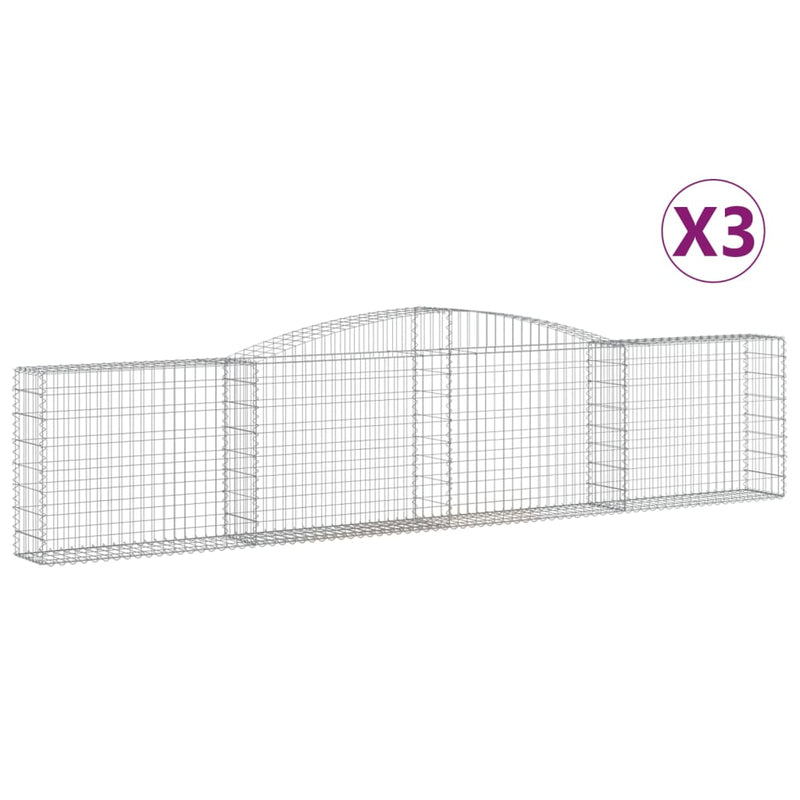 vidaXL 3 db íves horganyzott vas gabion kosár 400x30x80/100 cm