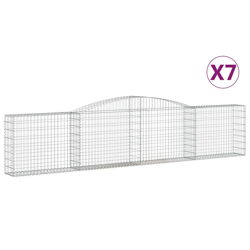 vidaXL 7 db íves horganyzott vas gabion kosár 400x30x80/100 cm