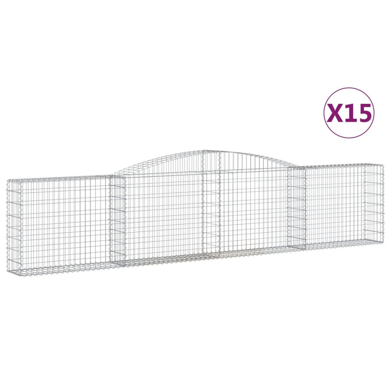 vidaXL 15 db íves horganyzott vas gabion kosár 400x30x80/100 cm