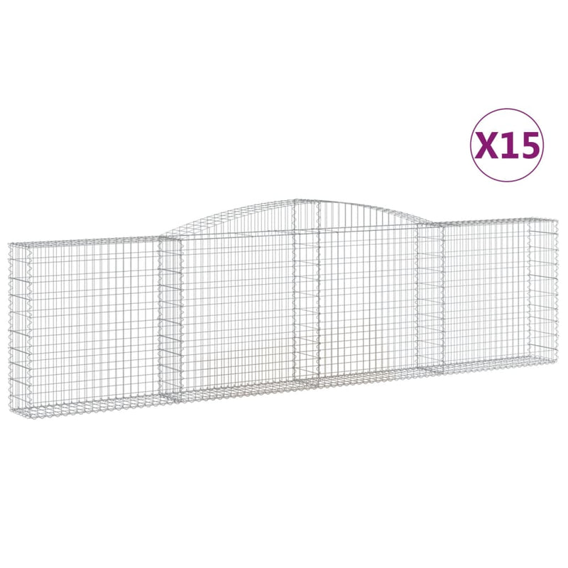 vidaXL 15 db íves horganyzott vas gabion kosár 400x30x100/120 cm