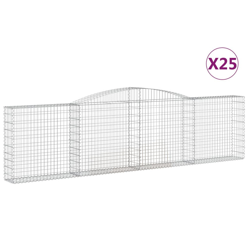 vidaXL 25 db íves horganyzott vas gabion kosár 400x30x100/120 cm