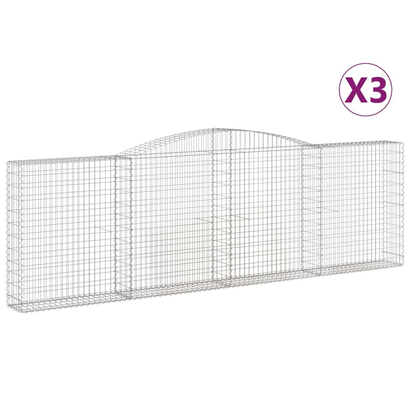 vidaXL 3 db íves horganyzott vas gabion kosár 400x30x120/140 cm