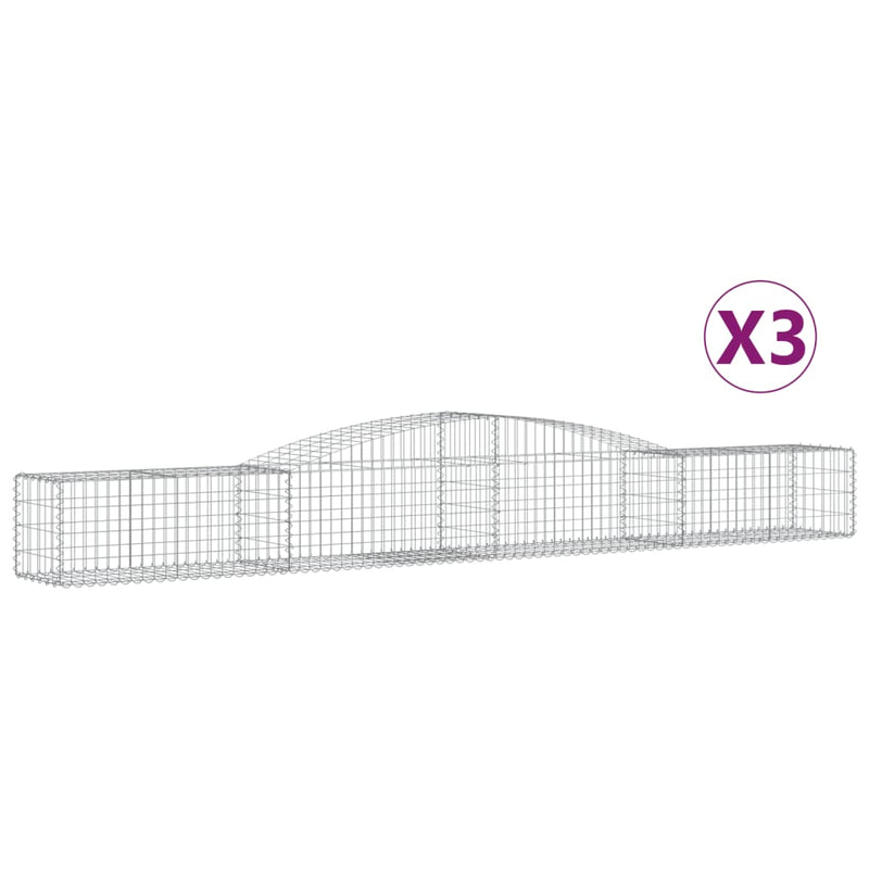 vidaXL 3 db íves horganyzott vas gabion kosár 400x50x40/60 cm