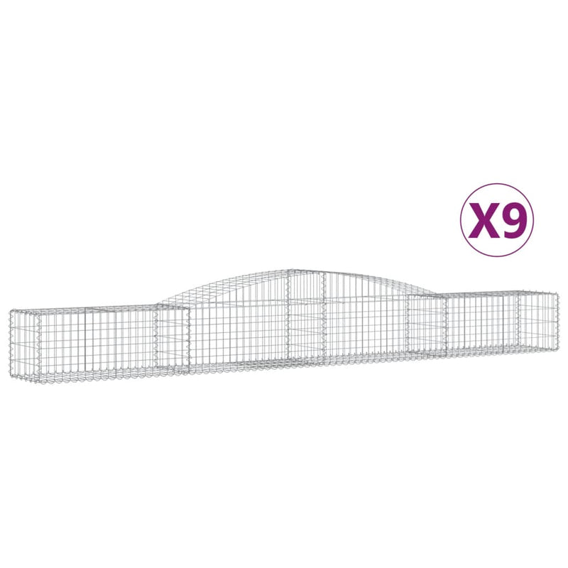 vidaXL 9 db íves horganyzott vas gabion kosár 400x50x40/60 cm