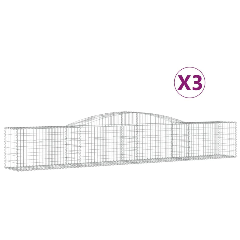 vidaXL 3 db íves horganyzott vas gabion kosár 400x50x60/80 cm