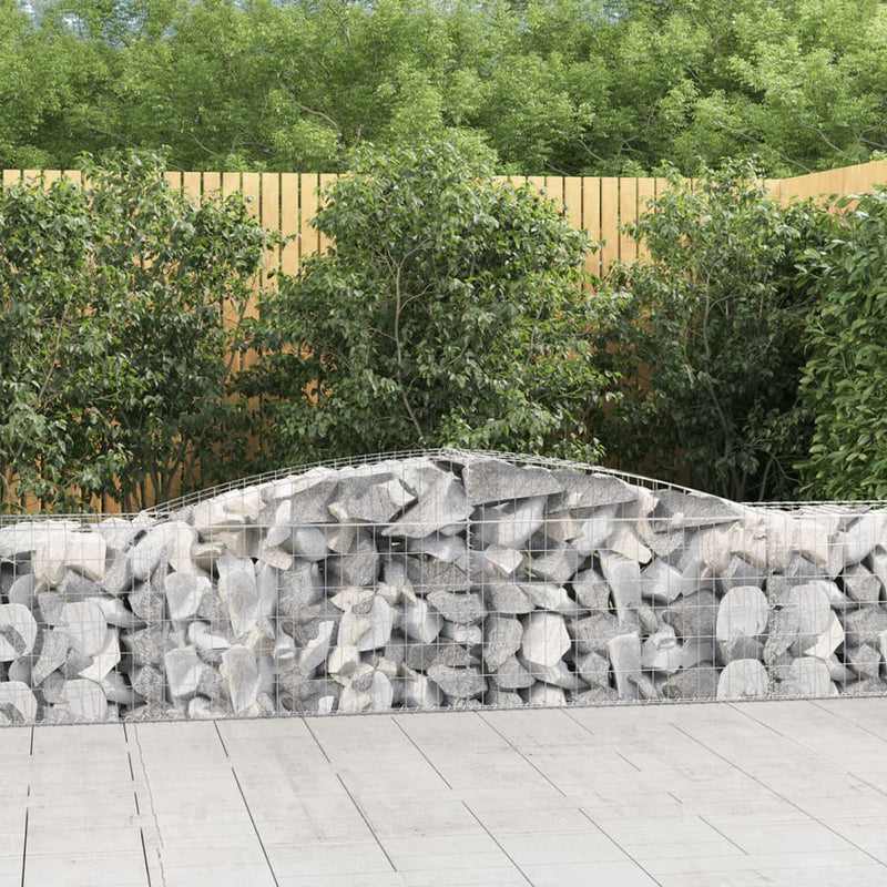 vidaXL 7 db íves horganyzott vas gabion kosár 400x50x60/80 cm