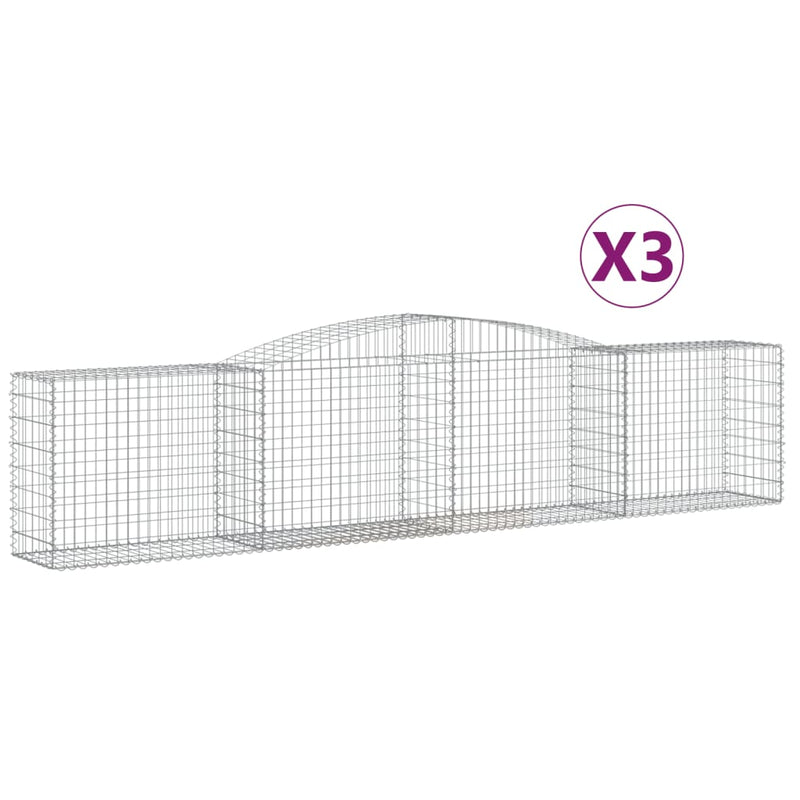 vidaXL 3 db íves horganyzott vas gabion kosár 400x50x80/100 cm