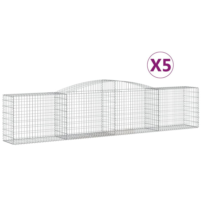 vidaXL 5 db íves horganyzott vas gabion kosár 400x50x80/100 cm