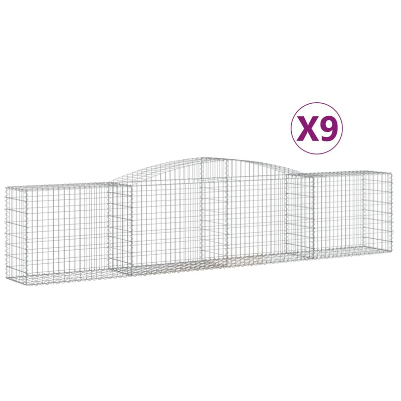 vidaXL 9 db íves horganyzott vas gabion kosár 400x50x80/100 cm