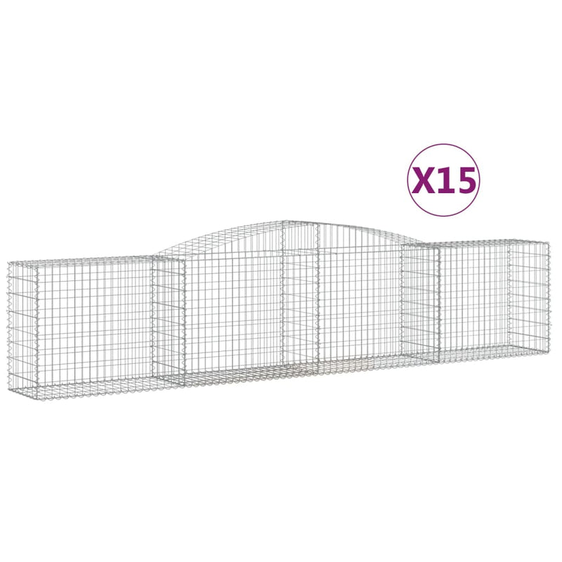 vidaXL 15 db íves horganyzott vas gabion kosár 400x50x80/100 cm