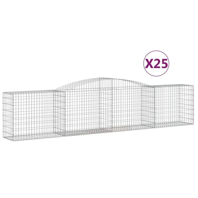 vidaXL 25 db íves horganyzott vas gabion kosár 400x50x80/100 cm