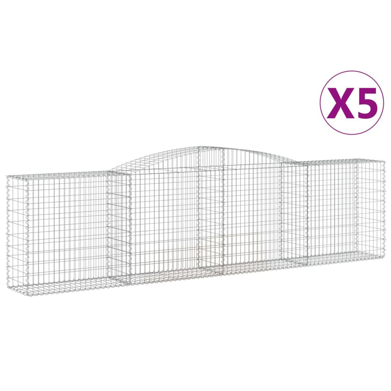 vidaXL 5 db íves horganyzott vas gabion kosár 400x50x100/120 cm