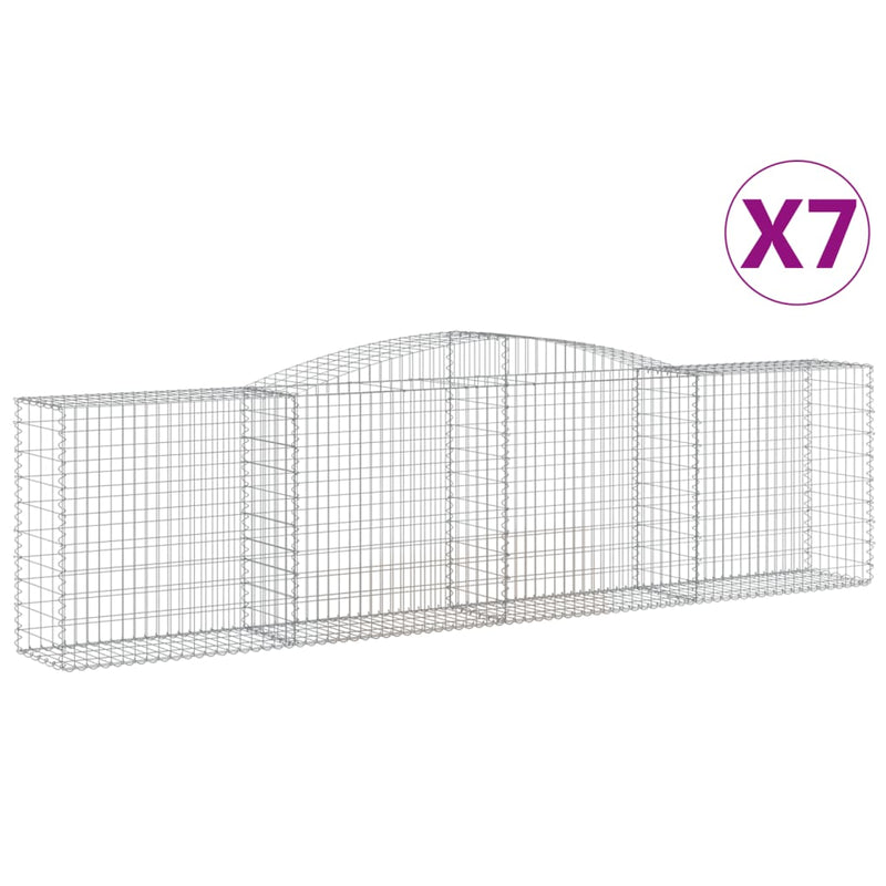 vidaXL 7 db íves horganyzott vas gabion kosár 400x50x100/120 cm