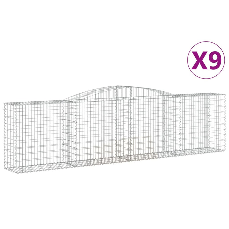 vidaXL 9 db íves horganyzott vas gabion kosár 400x50x100/120 cm