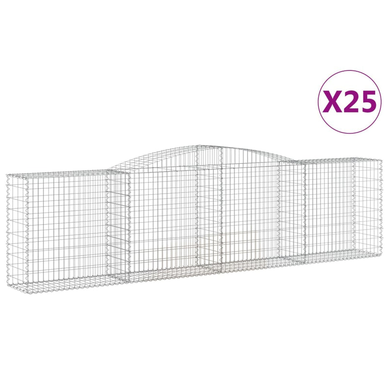 vidaXL 25 db íves horganyzott vas gabion kosár 400x50x100/120 cm