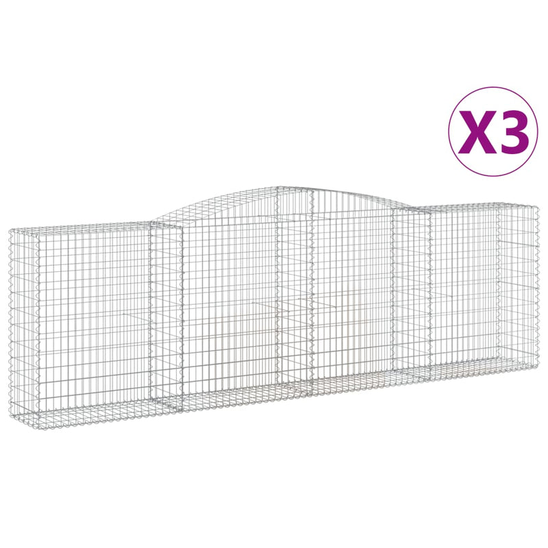 vidaXL 3 db íves horganyzott vas gabion kosár 400x50x120/140 cm