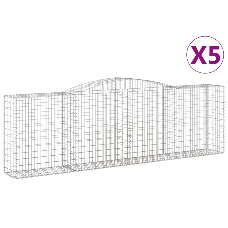 vidaXL 5 db íves horganyzott vas gabion kosár 400x50x120/140 cm
