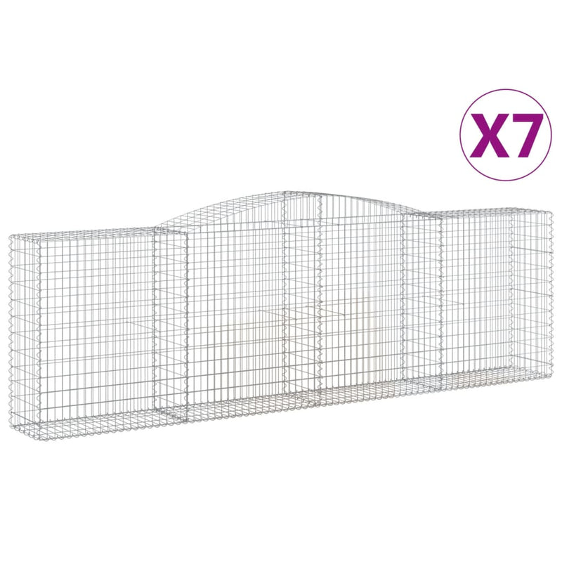 vidaXL 7 db íves horganyzott vas gabion kosár 400x50x120/140 cm
