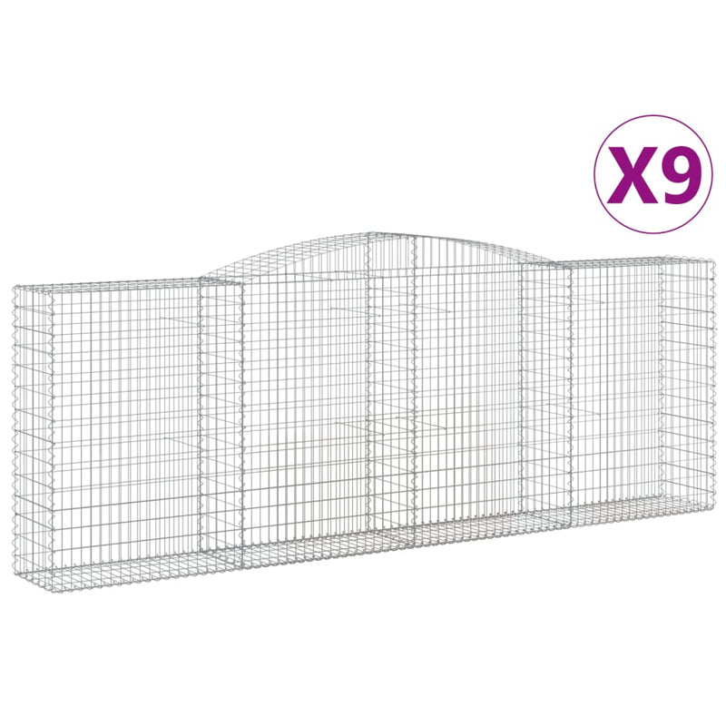 vidaXL 9 db íves horganyzott vas gabion kosár 400x50x140/160 cm