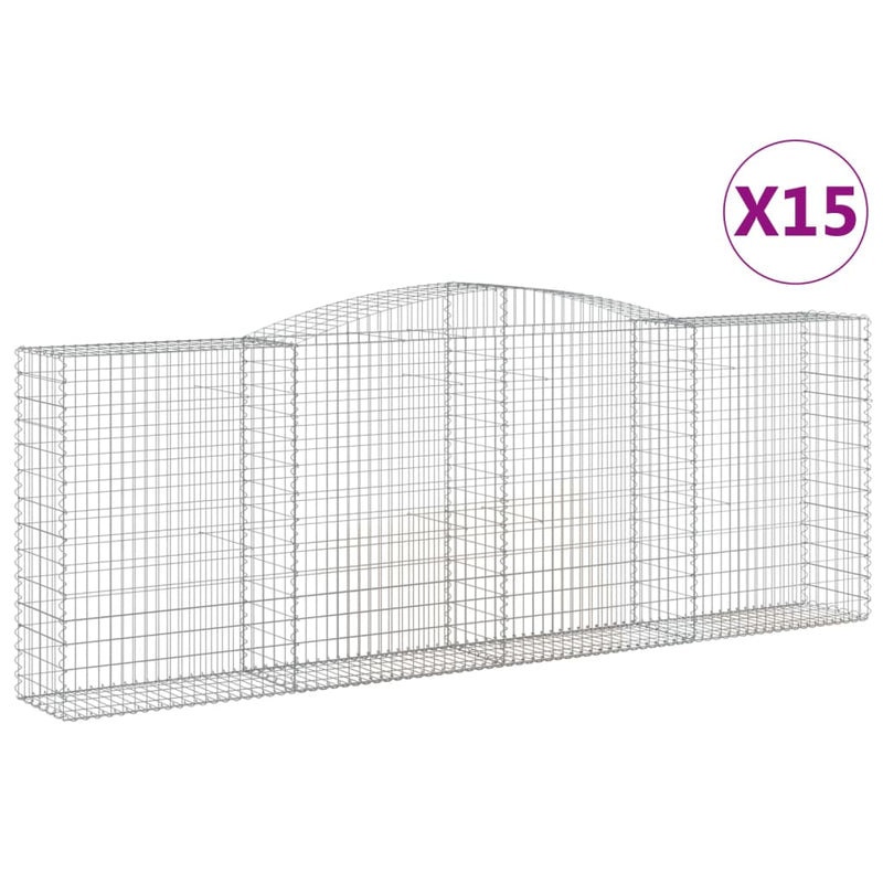 vidaXL 15 db íves horganyzott vas gabion kosár 400x50x140/160 cm
