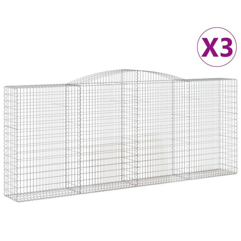 vidaXL 3 db íves horganyzott vas gabion kosár 400x50x160/180 cm