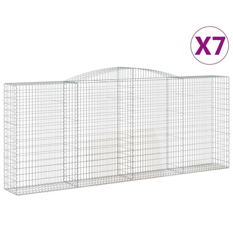 vidaXL 7 db íves horganyzott vas gabion kosár 400x50x160/180 cm