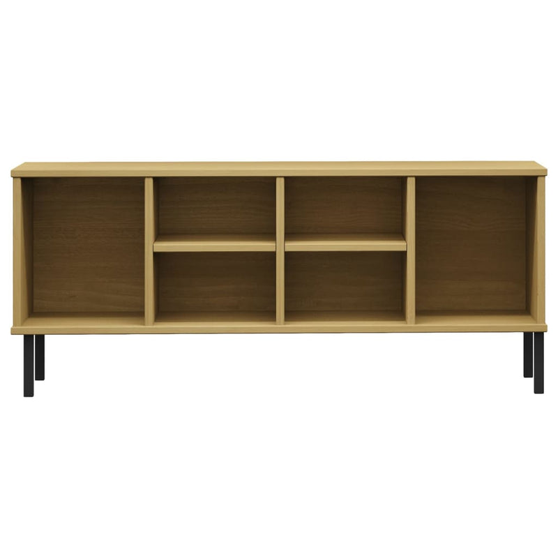 vidaXL OSLO barna tömör fa cipőszekrény fém lábakkal 106 x 35 x 45 cm