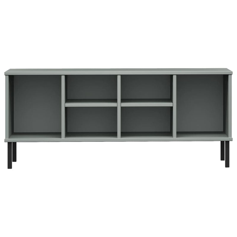 vidaXL OSLO szürke tömör fa cipőszekrény fém lábakkal 106 x 35 x 45 cm