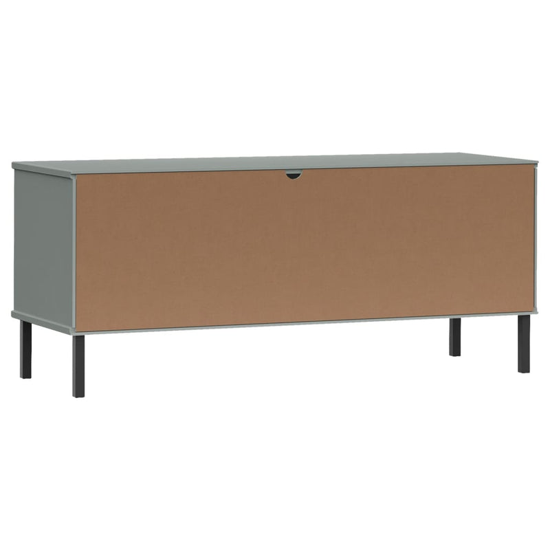 vidaXL OSLO szürke tömör fa cipőszekrény fém lábakkal 106 x 35 x 45 cm