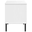 vidaXL OSLO fehér tömör fa cipőszekrény fém lábakkal 106 x 35 x 45 cm