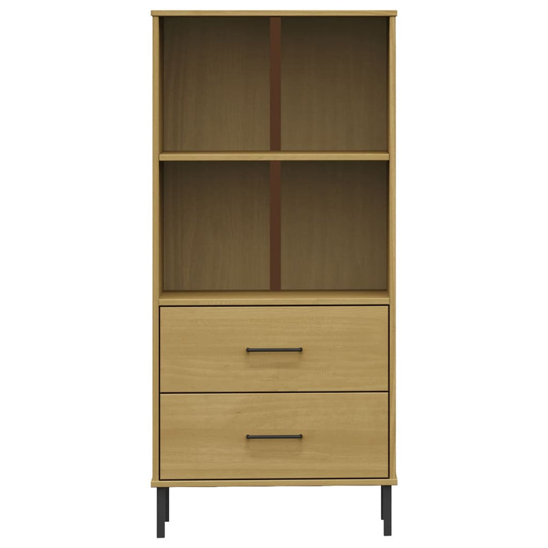 vidaXL OSLO barna tömör fa könyvszekrény 2 fiókkal 60 x 35 x 128,5 cm