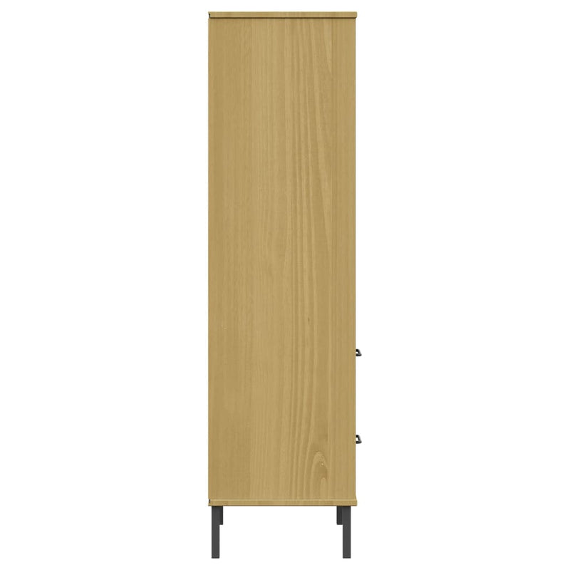 vidaXL OSLO barna tömör fa könyvszekrény 2 fiókkal 60 x 35 x 128,5 cm