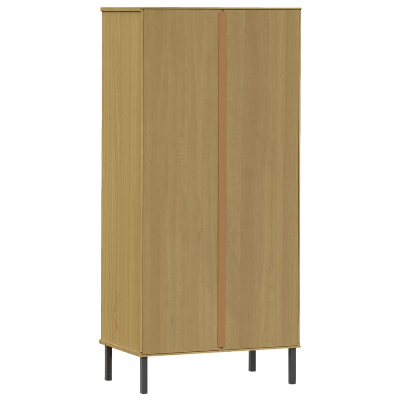 vidaXL OSLO barna tömör fa könyvszekrény 2 fiókkal 60 x 35 x 128,5 cm