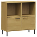 vidaXL OSLO barna tömör fa könyvszekrény fém lábakkal 90x35x90,5 cm