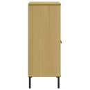 vidaXL OSLO barna tömör fa könyvszekrény fém lábakkal 90x35x90,5 cm