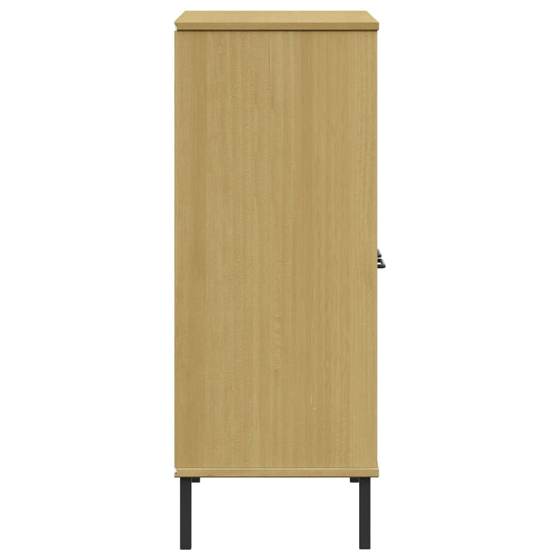 vidaXL OSLO barna tömör fa könyvszekrény fém lábakkal 90x35x90,5 cm