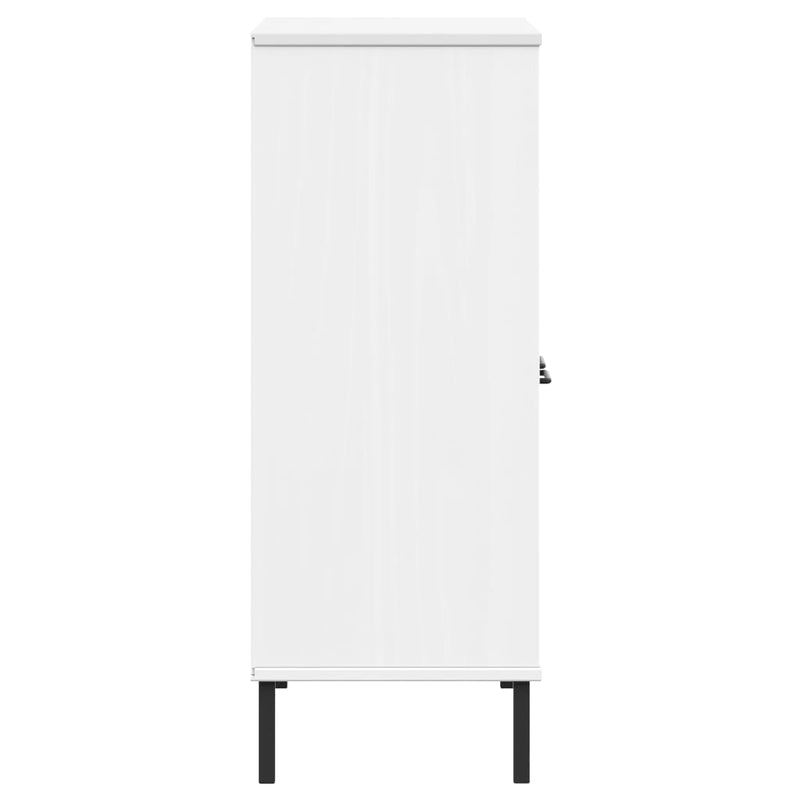 vidaXL OSLO fehér tömör fa könyvszekrény fém lábakkal 90x35x90,5 cm