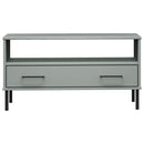 vidaXL OSLO szürke tömör fa dohányzóasztal fém lábakkal 85x50x45 cm